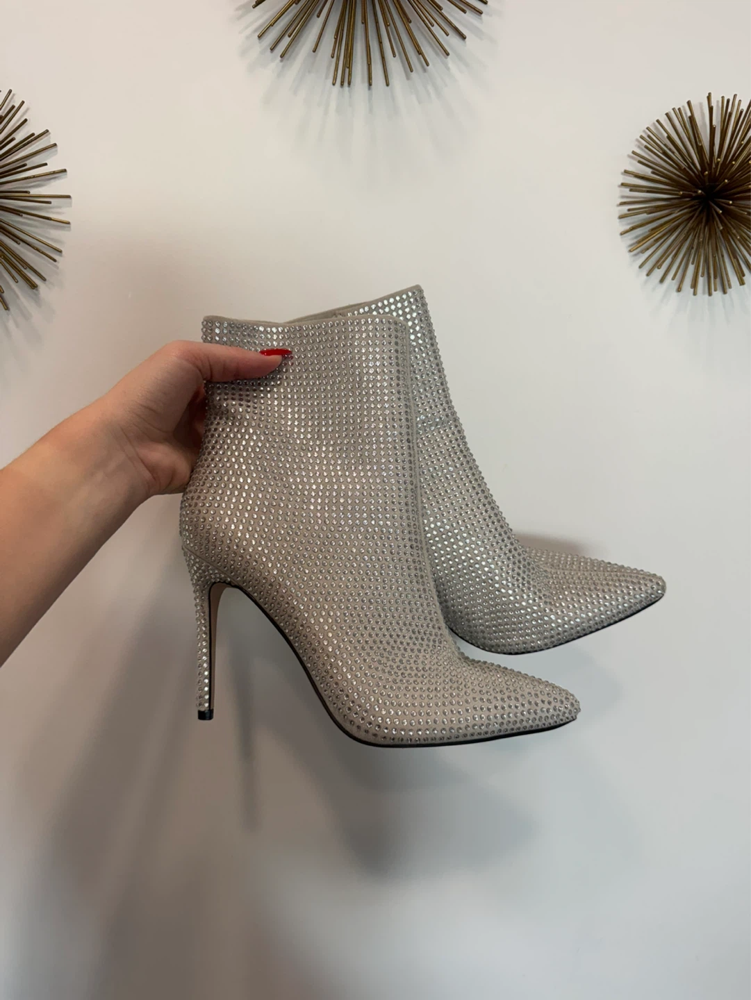 Silver sparkling booties