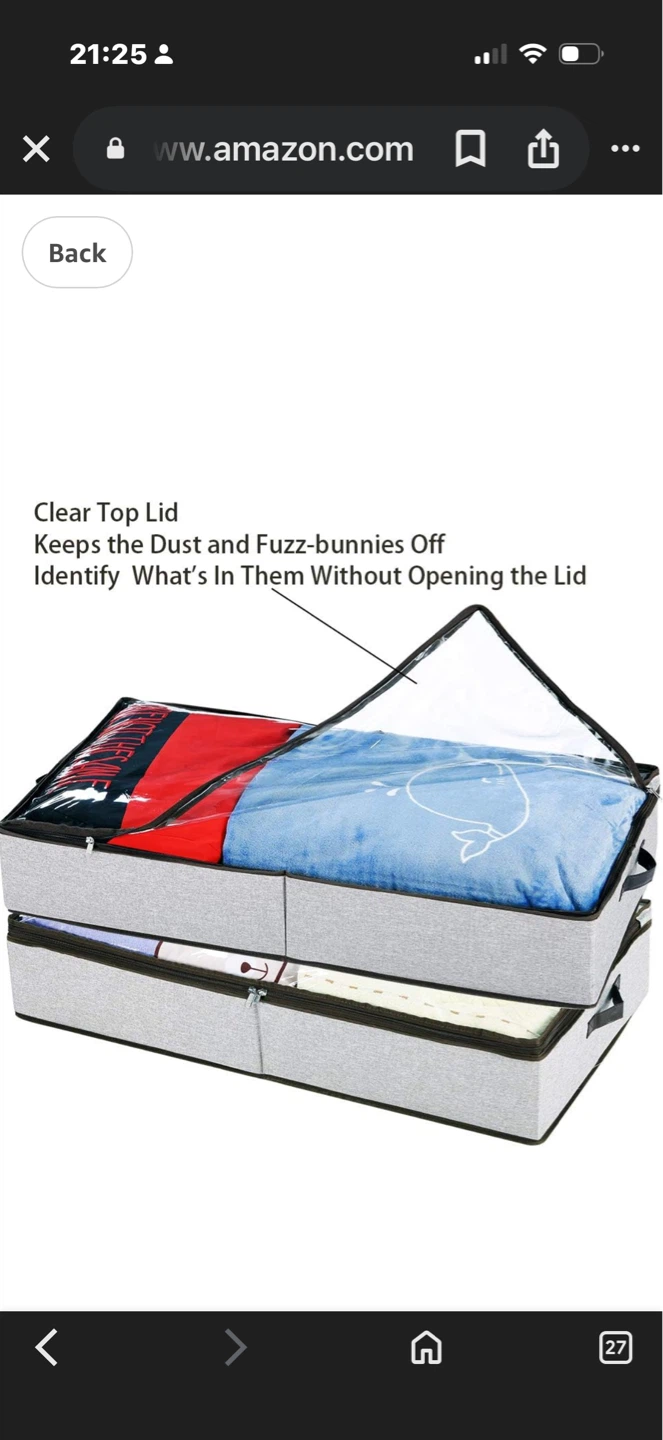 Under Bed Storage Organizer Box with Lid (Set of 2)