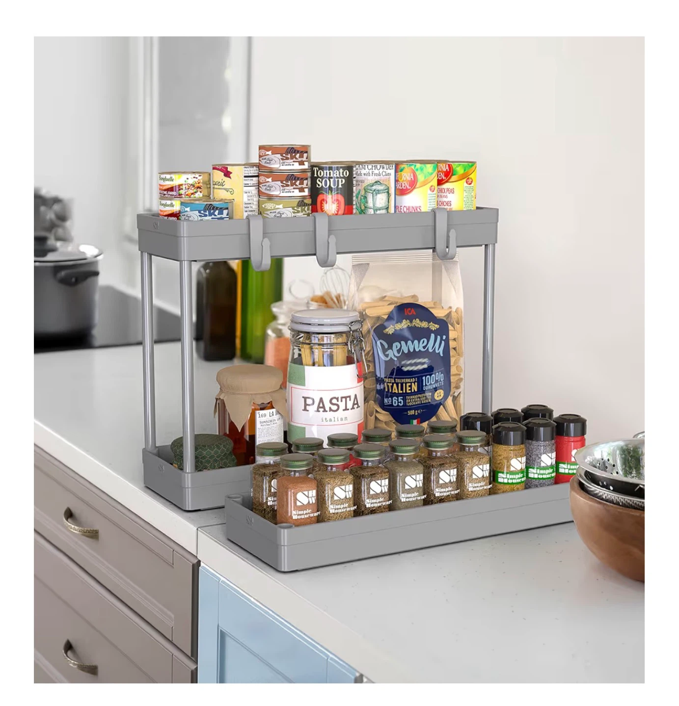 3-Tier Slim Rolling Cart in Grey - photo 3