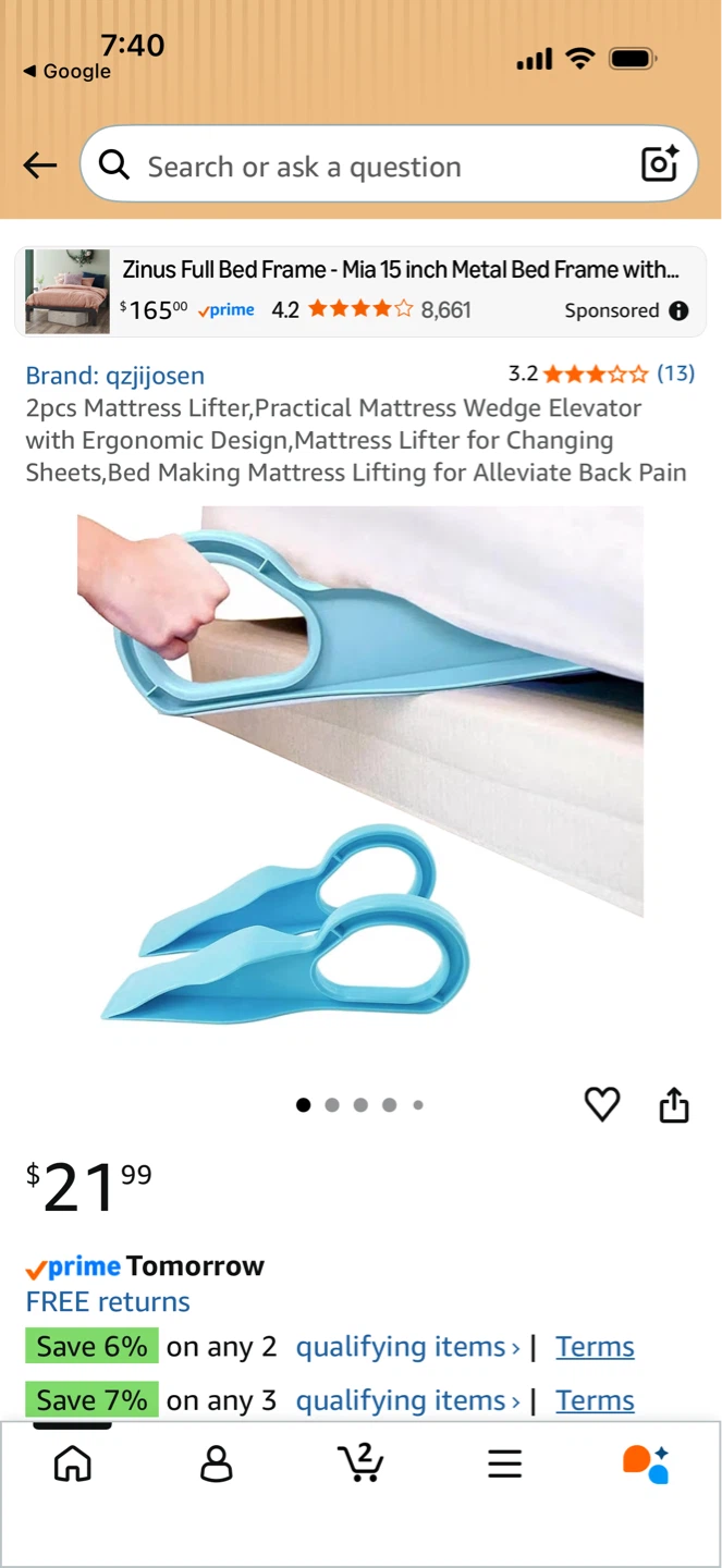 2pcs Blue Mattress Lifter Wedge Elevator - photo 5
