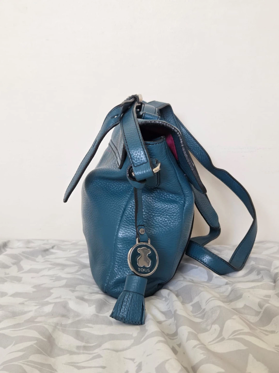 Blue TOUS Leather Shoulder Bag with Tassel - photo 4