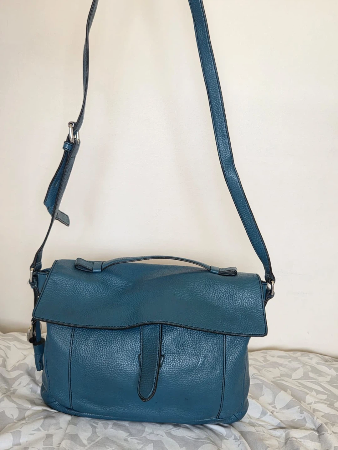 Blue TOUS Leather Shoulder Bag with Tassel