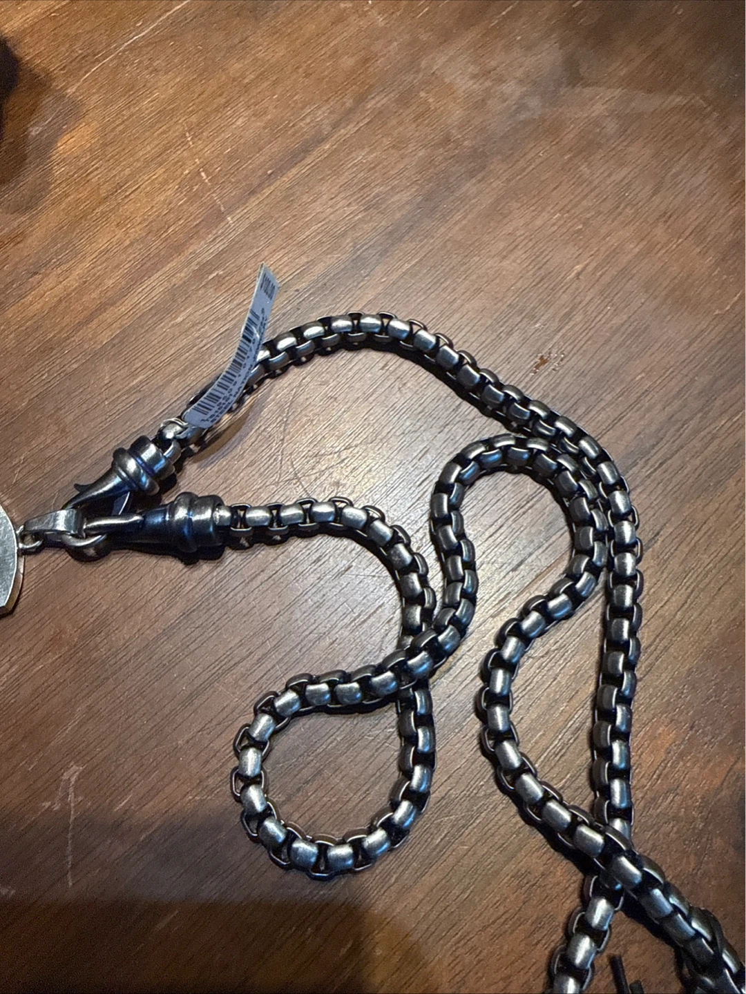 Sterling Silver Box Chain Necklace st/stl blue ip square  link