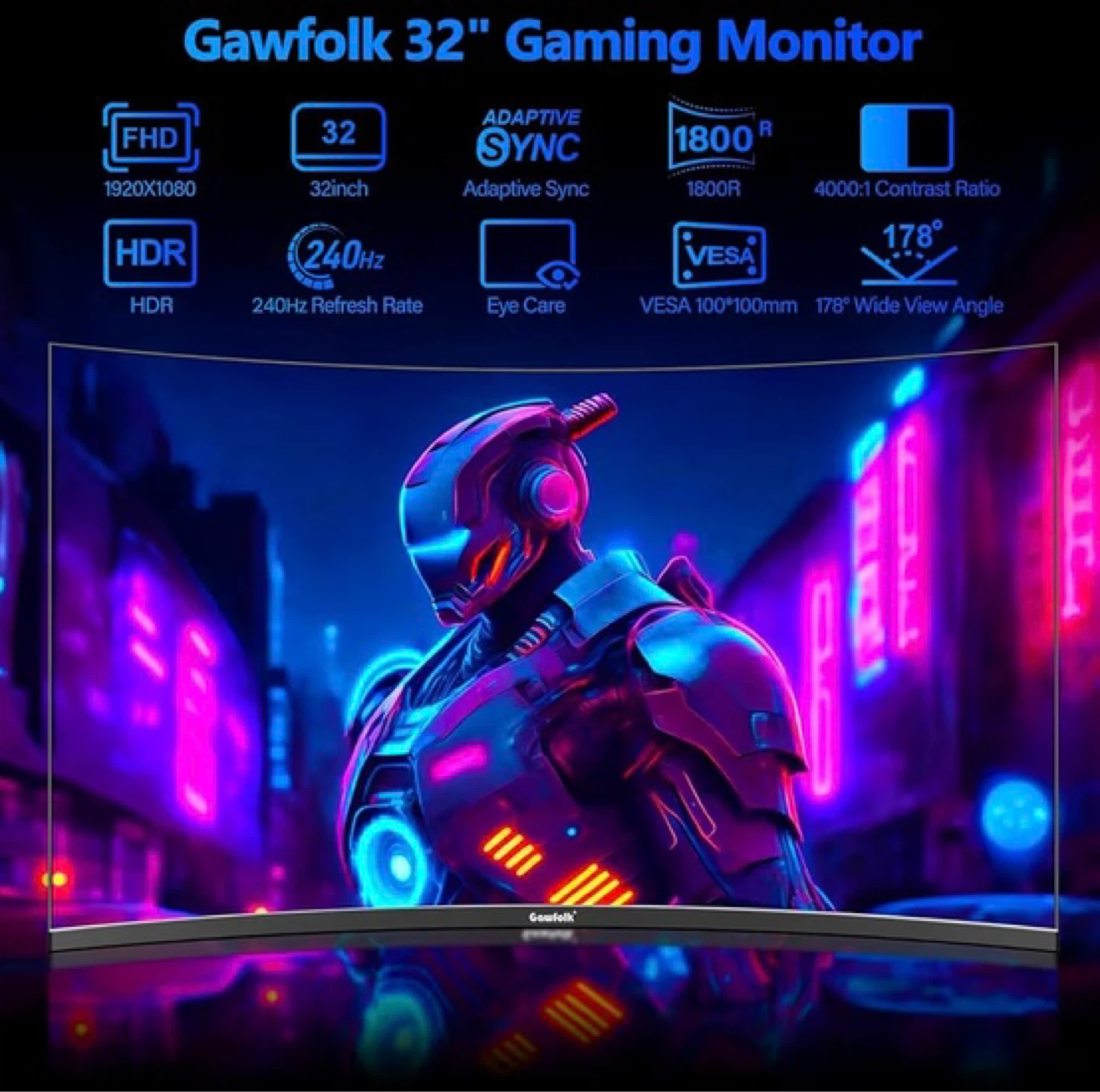 Gawfolk 32" Curved 240Hz Gaming Monitor - photo 2