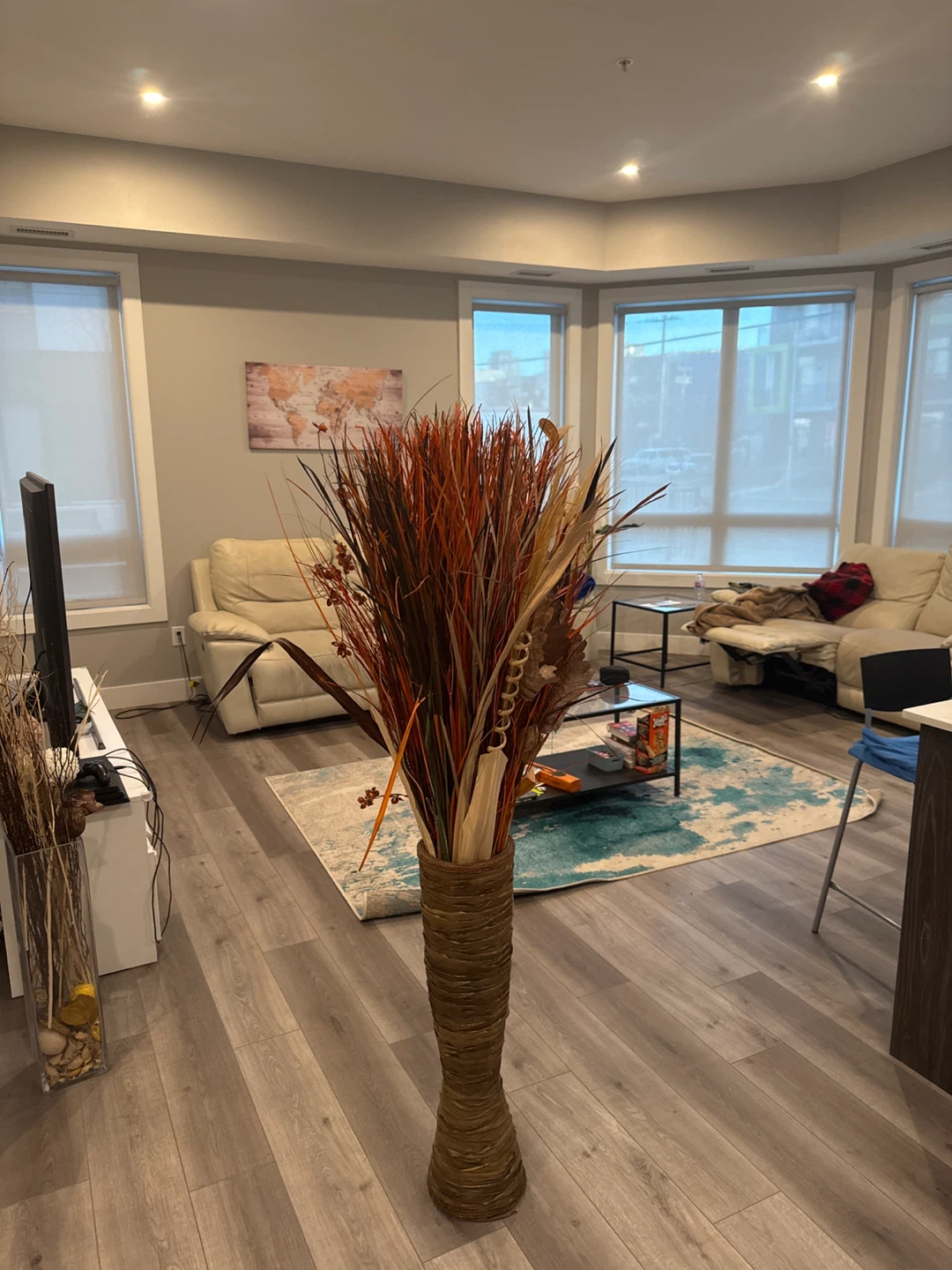 Tall Dried Grass and Feather Floral Arrangement - photo 2