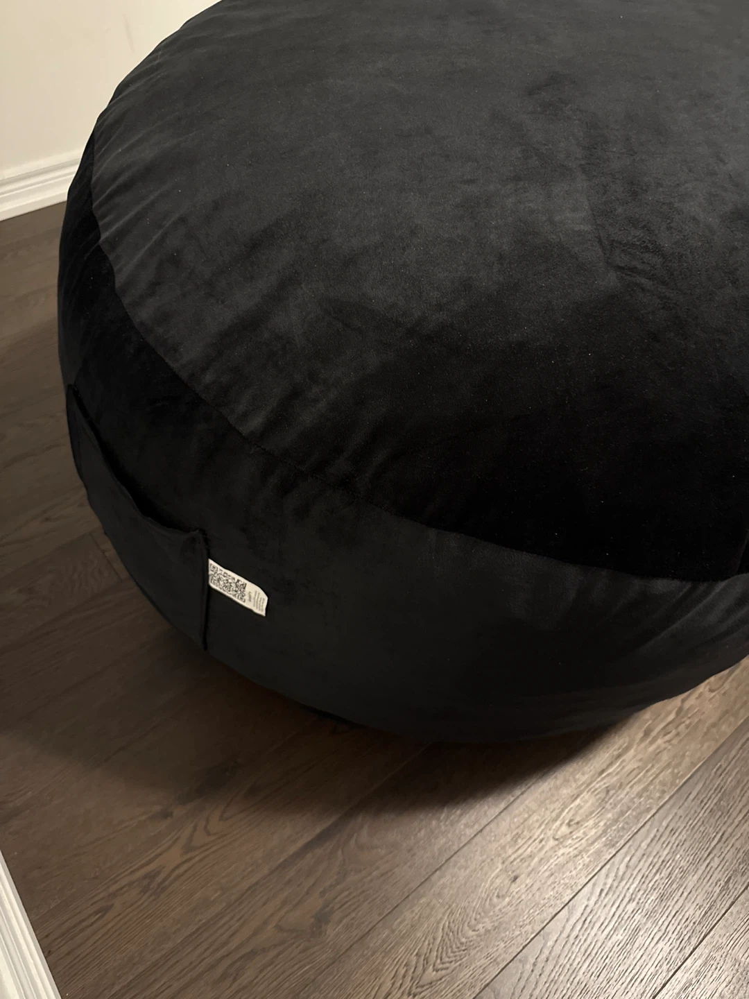 Black Velvet Round Bean Bag Chair - photo 2