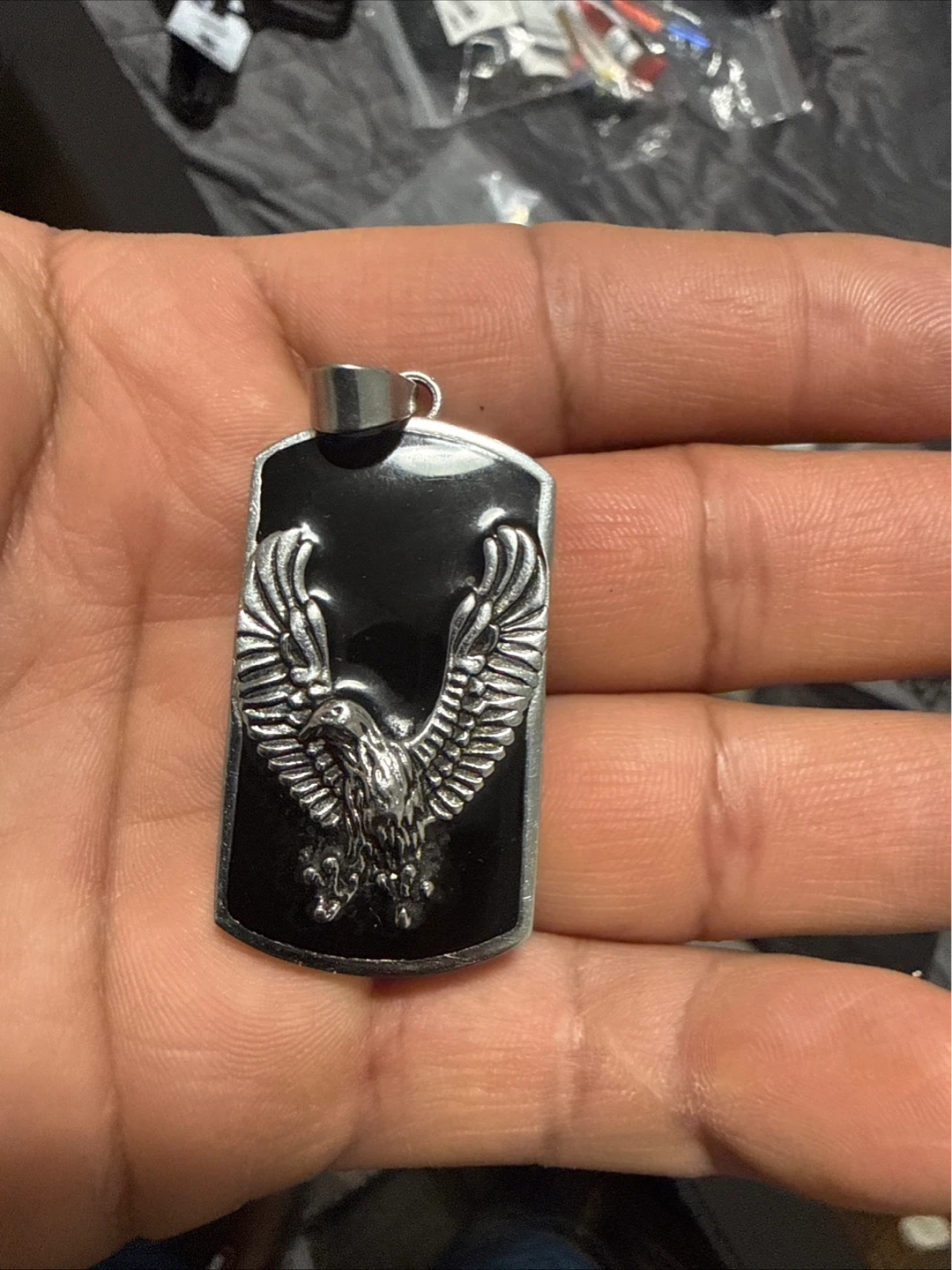 Eagle Pendant Necklace Black stainless