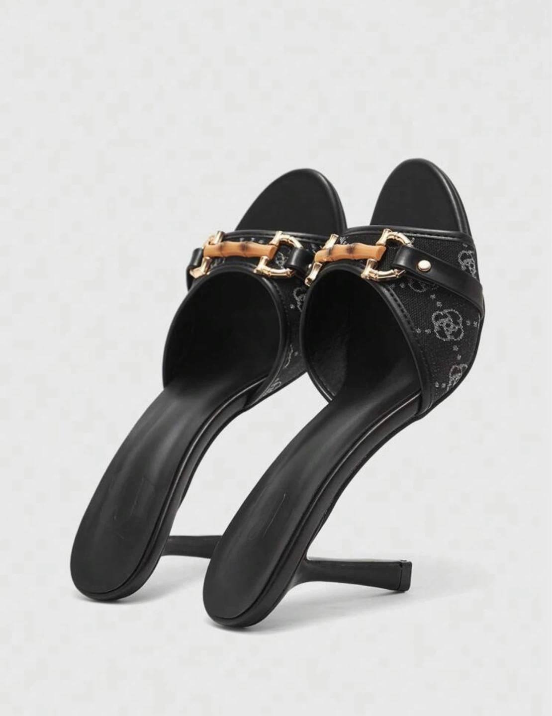 Black Kitty High Heels with Bamboo Detail - photo 5