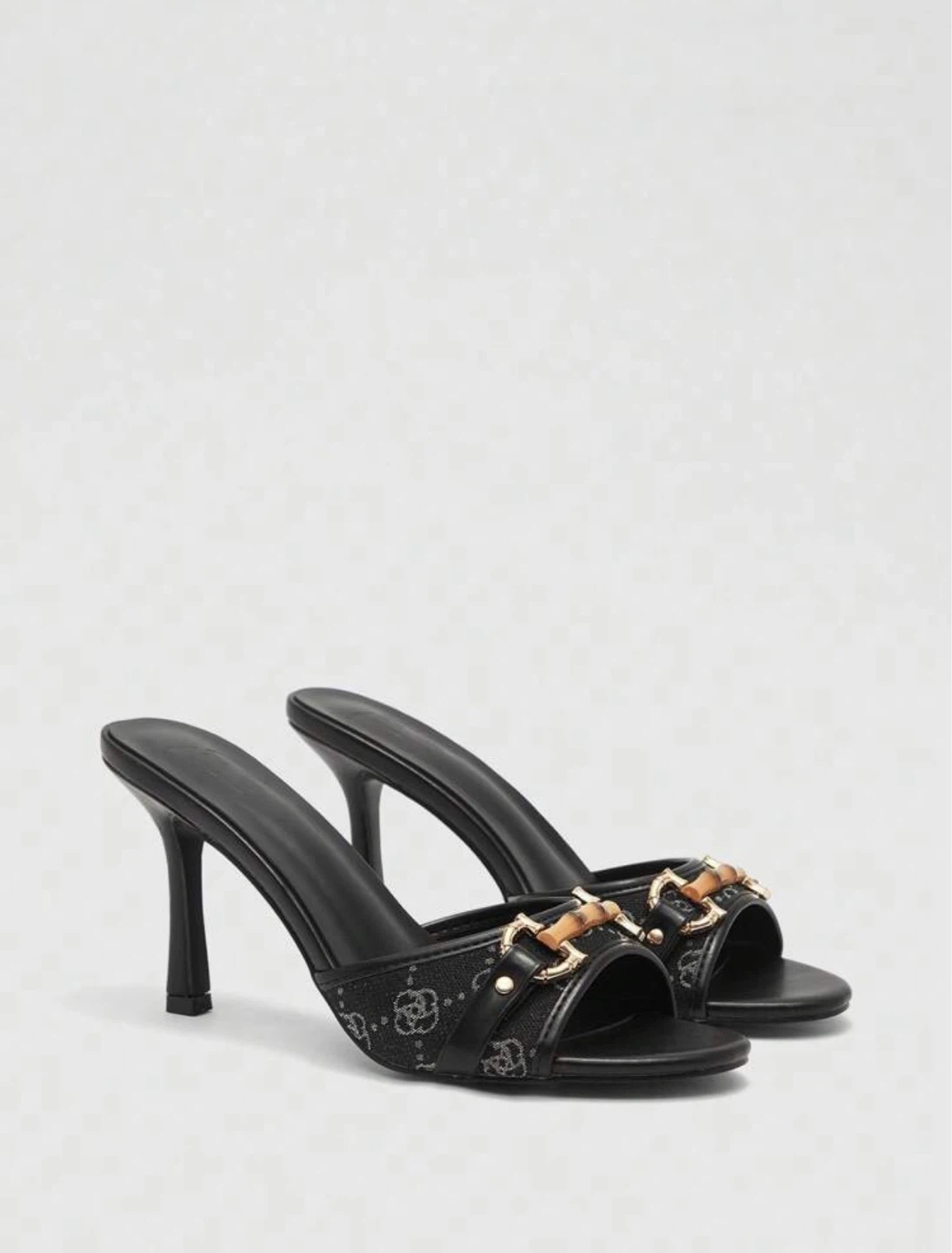 Black Kitty High Heels with Bamboo Detail