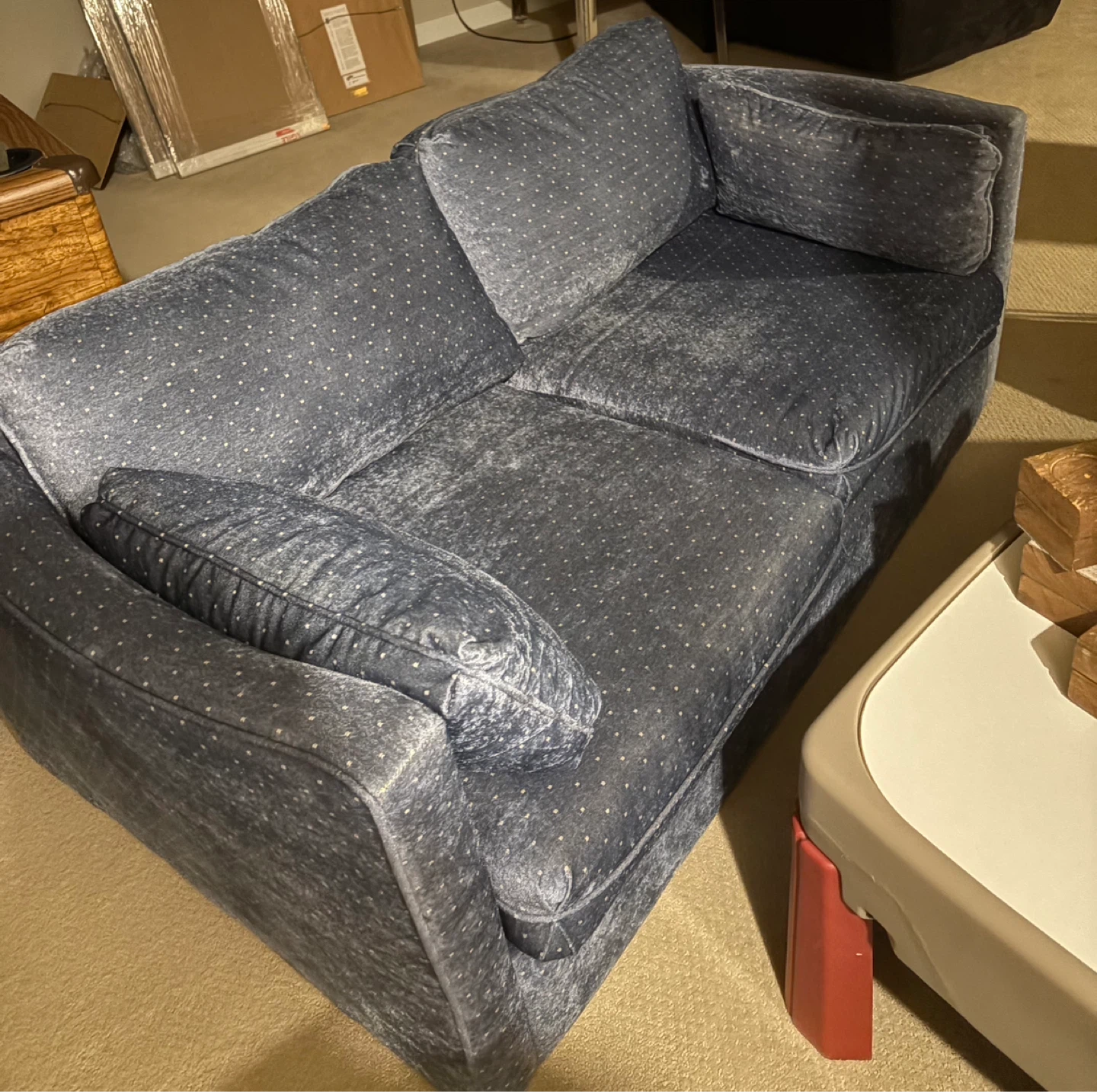Blue Patterned Loveseat Sofa