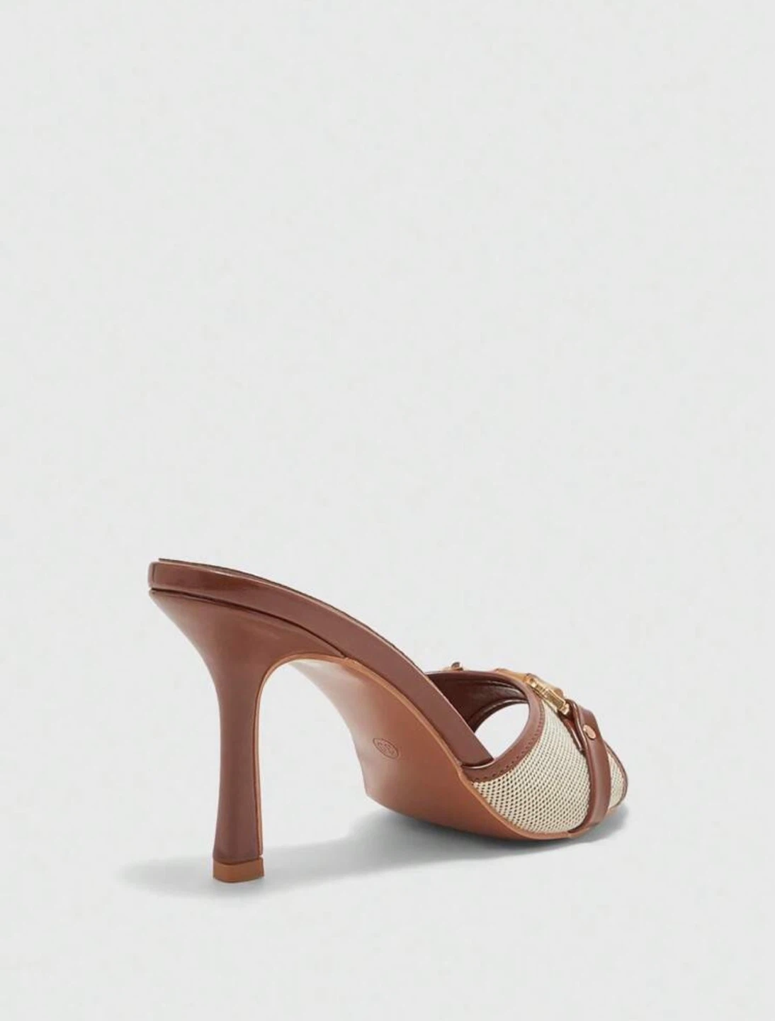 Brown and Tan Mules with Gold and Bamboo Buckle - photo 4