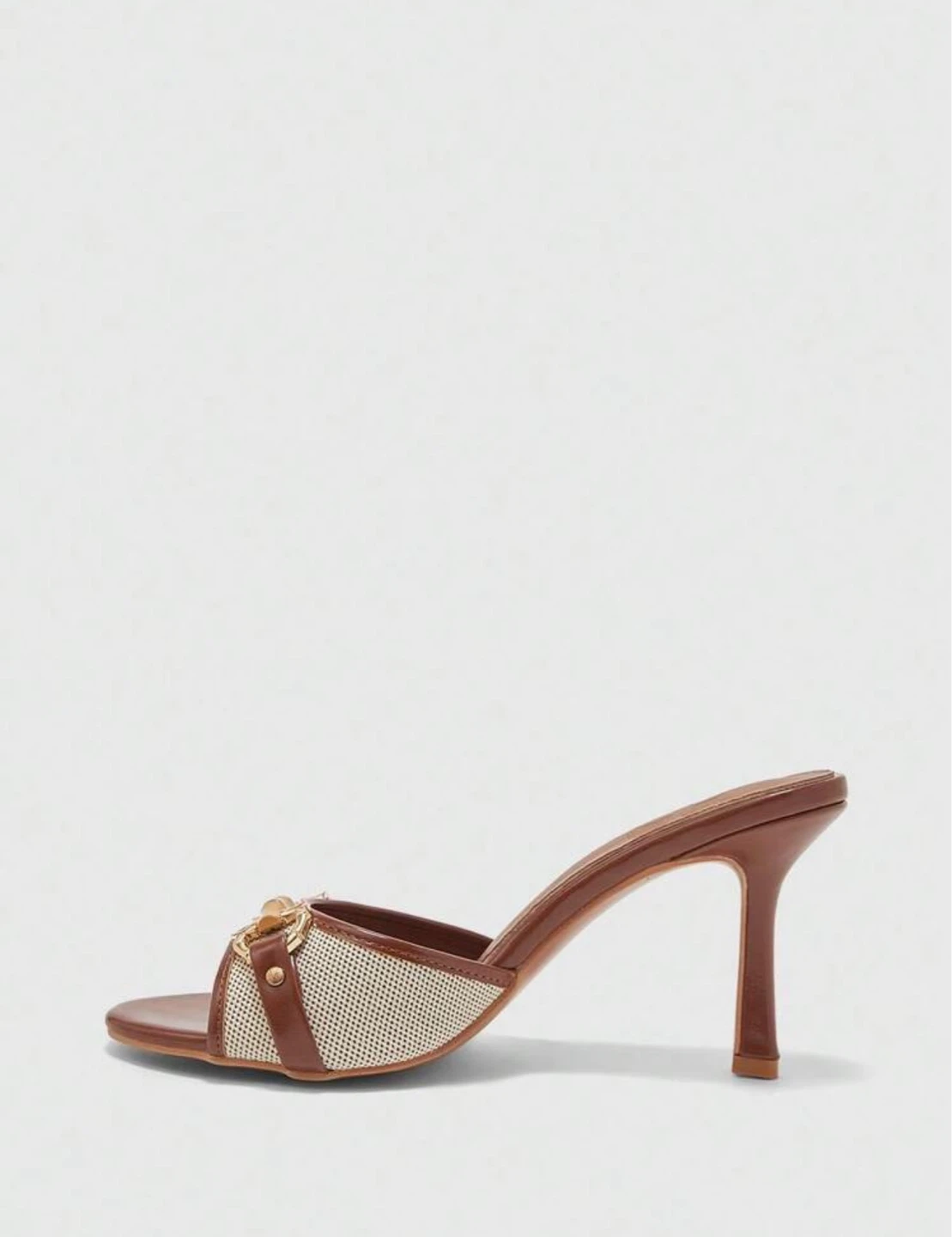 Brown and Tan Mules with Gold and Bamboo Buckle - photo 3