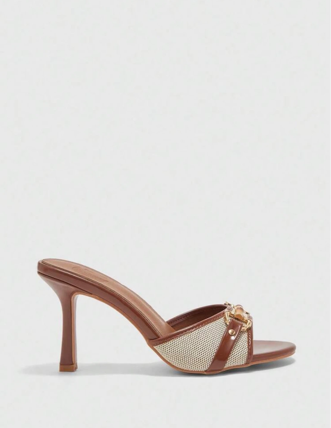 Brown and Tan Mules with Gold and Bamboo Buckle - photo 2