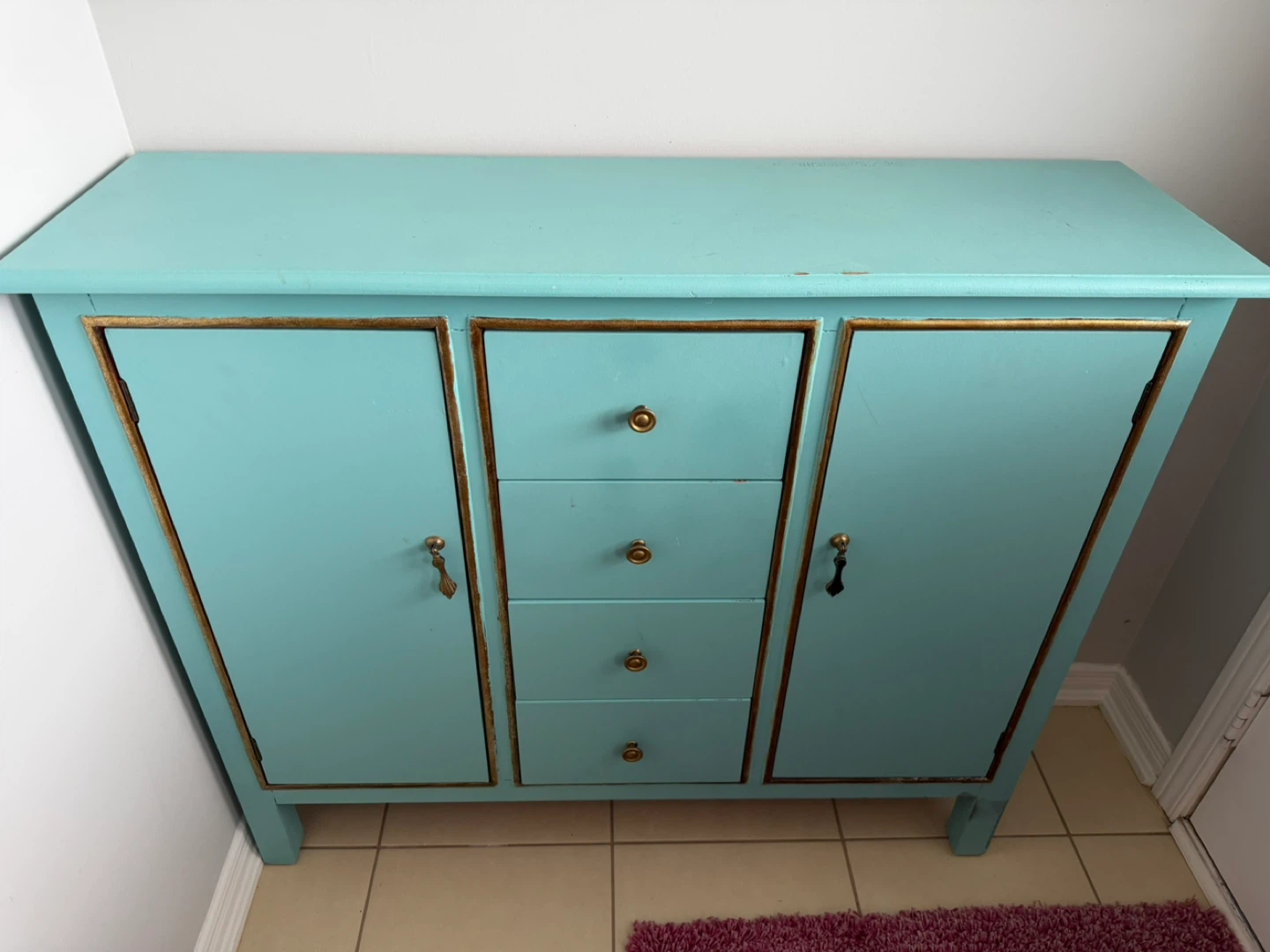Aqua Blue Cabinet with Drawers and Doors - photo 3