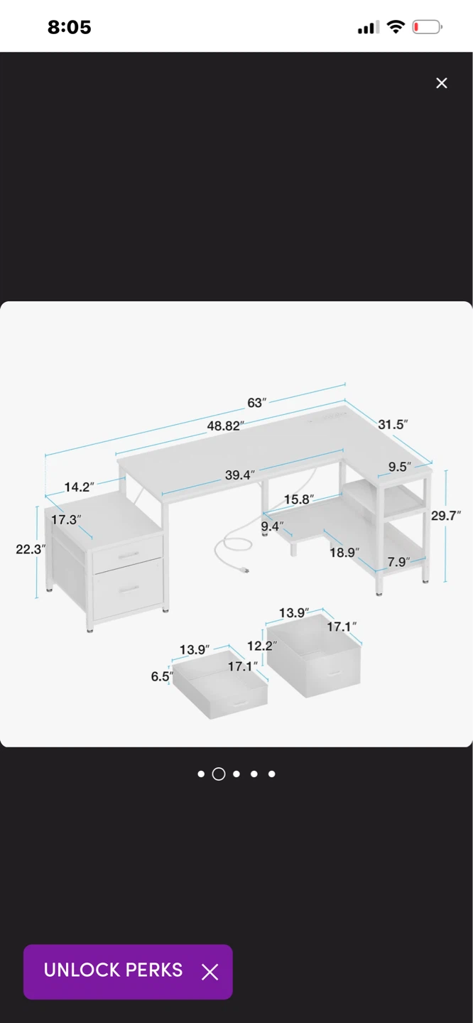L-shaped Desk with Storage & Built-in Power Outlets - photo 2