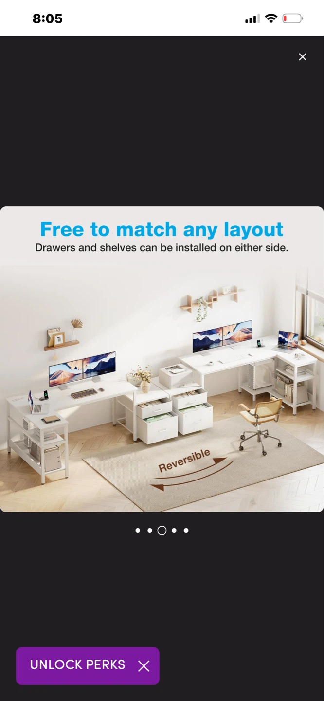 L-shaped Desk with Storage & Built-in Power Outlets - photo 3