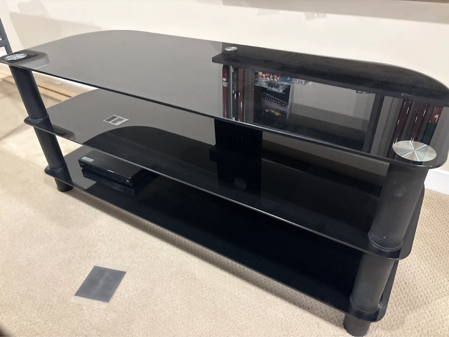 Black 3-Tier Glass Entertainment TV Stand