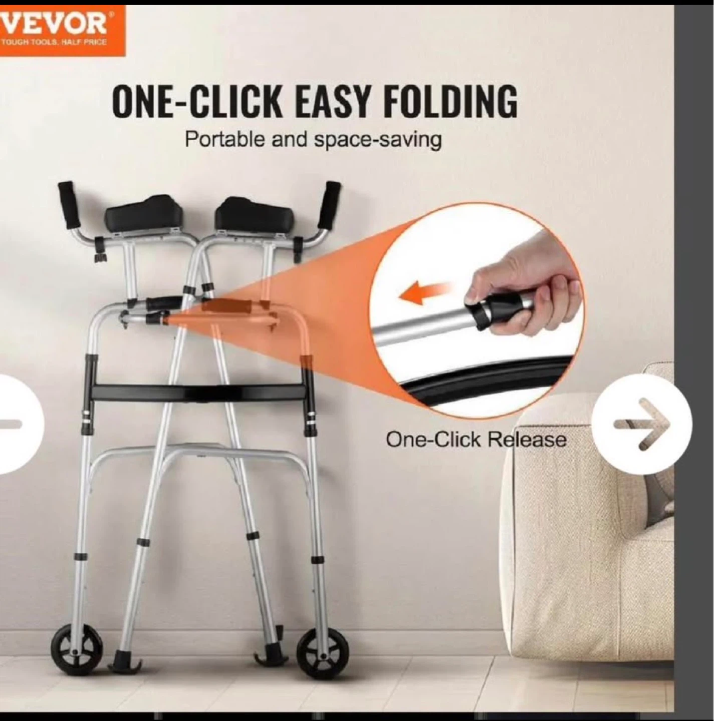 VEVOR Standard Assisted Walking Walker with Wheels - photo 2