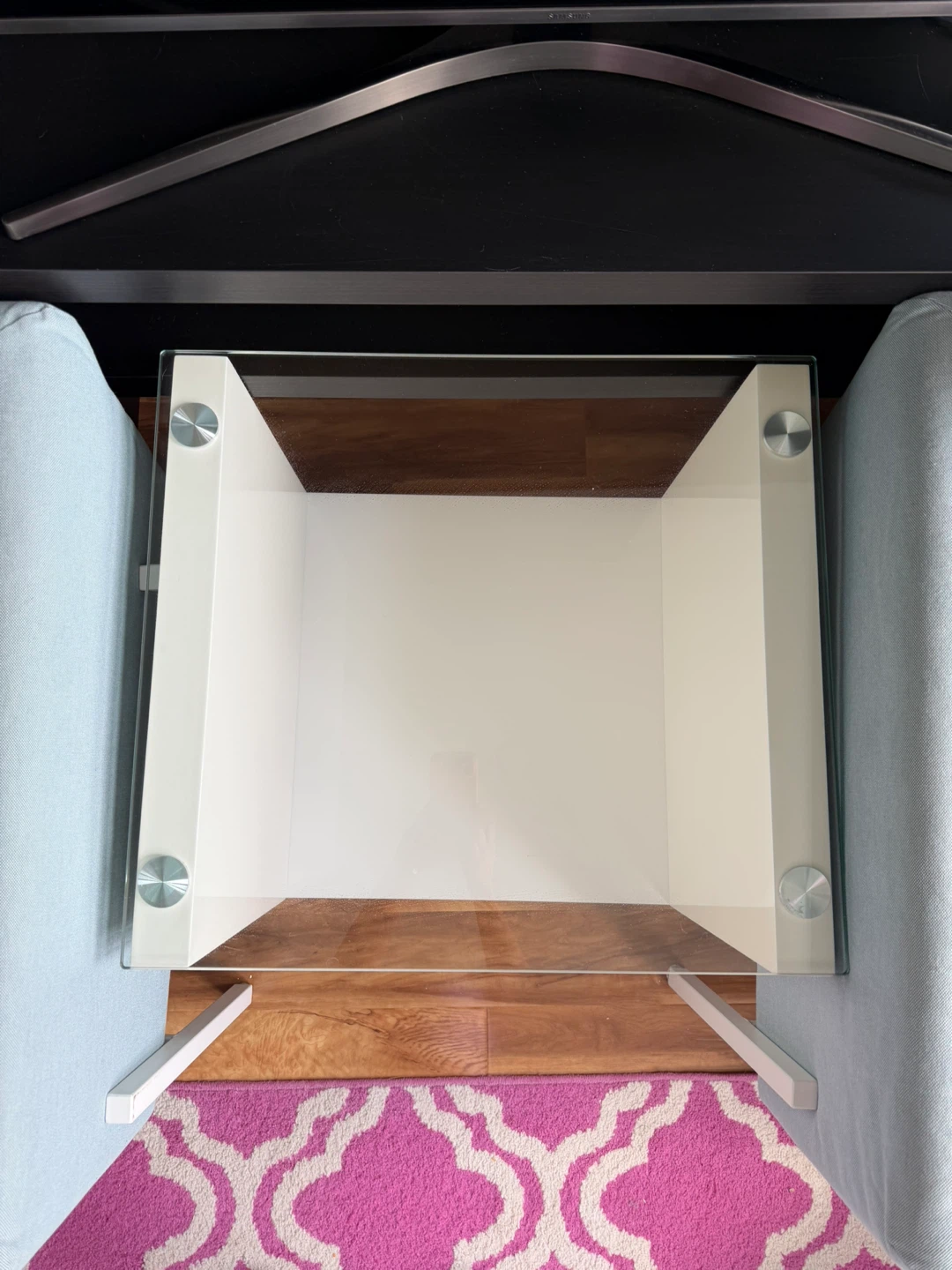 White Coffee Table with Glass Top - photo 3