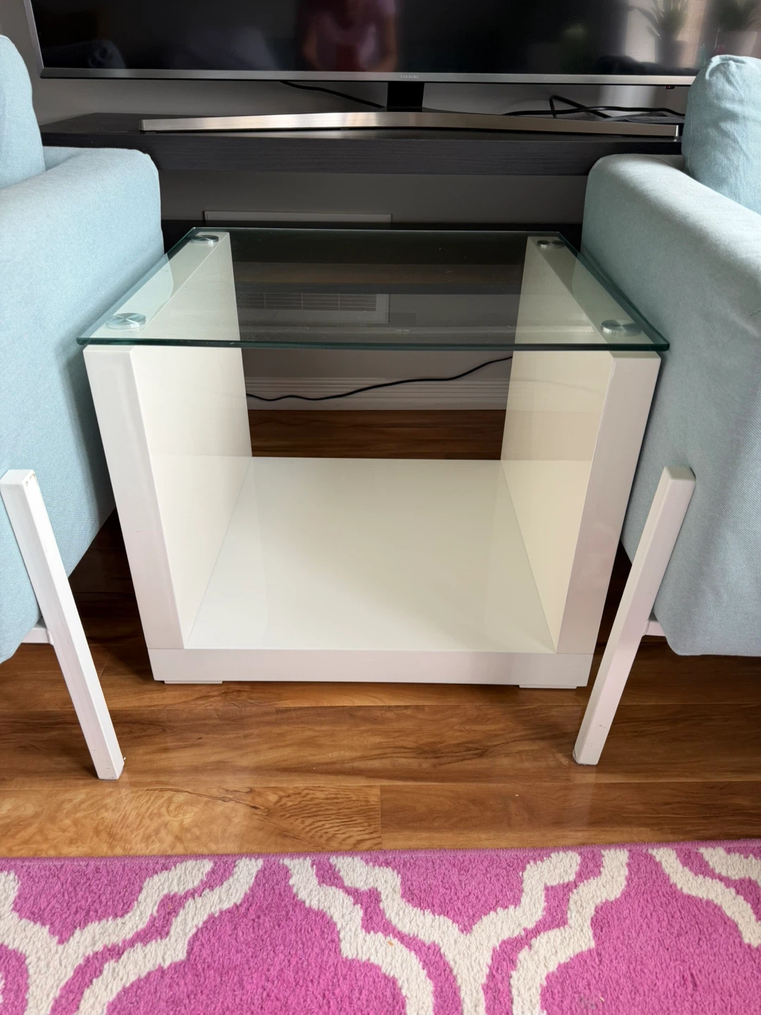 White Coffee Table with Glass Top - photo 2