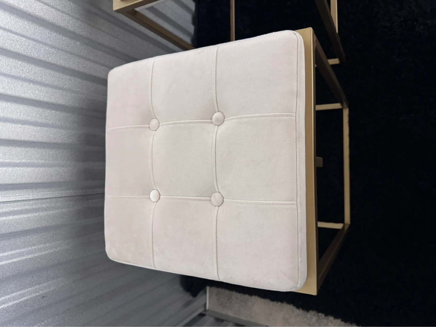 Set of 2 Cream Velvet Bar Stools - Gold Frame - photo 2