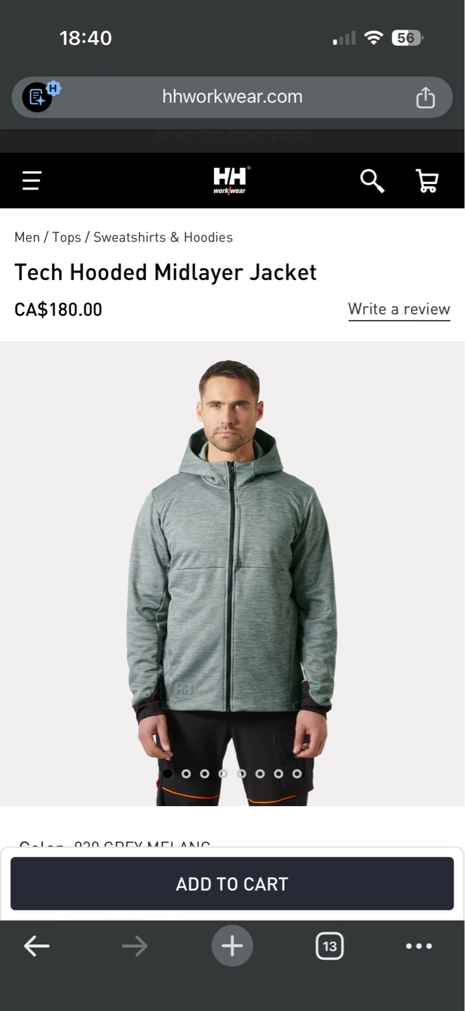 New Helly Hansen Tech Hooded Midlayer - Grey (Size L) - photo 3