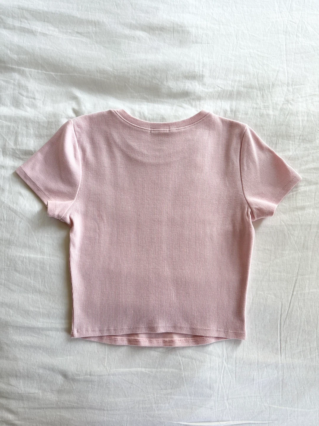 🆕 Pink Ribbed Crop T-Shirt Size Small - photo 4