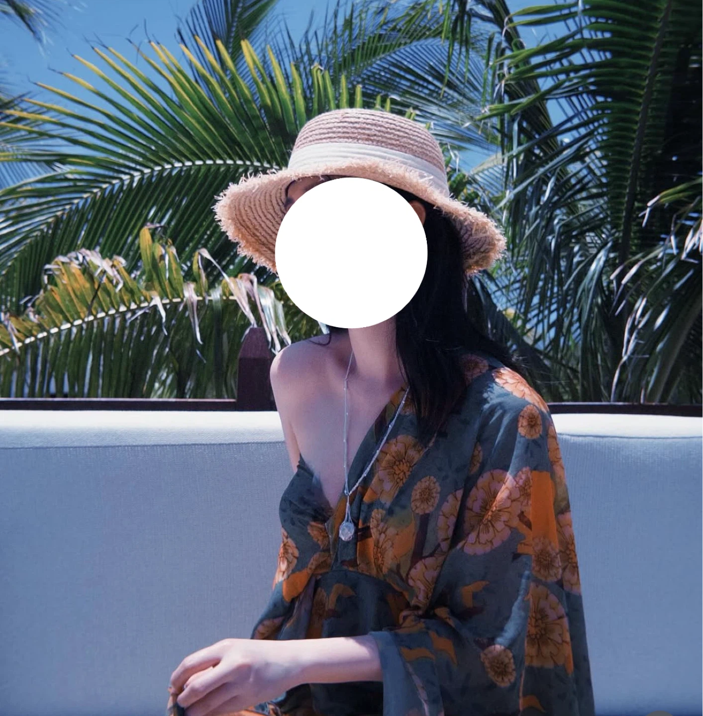 Straw Hat with Ribbon Detail