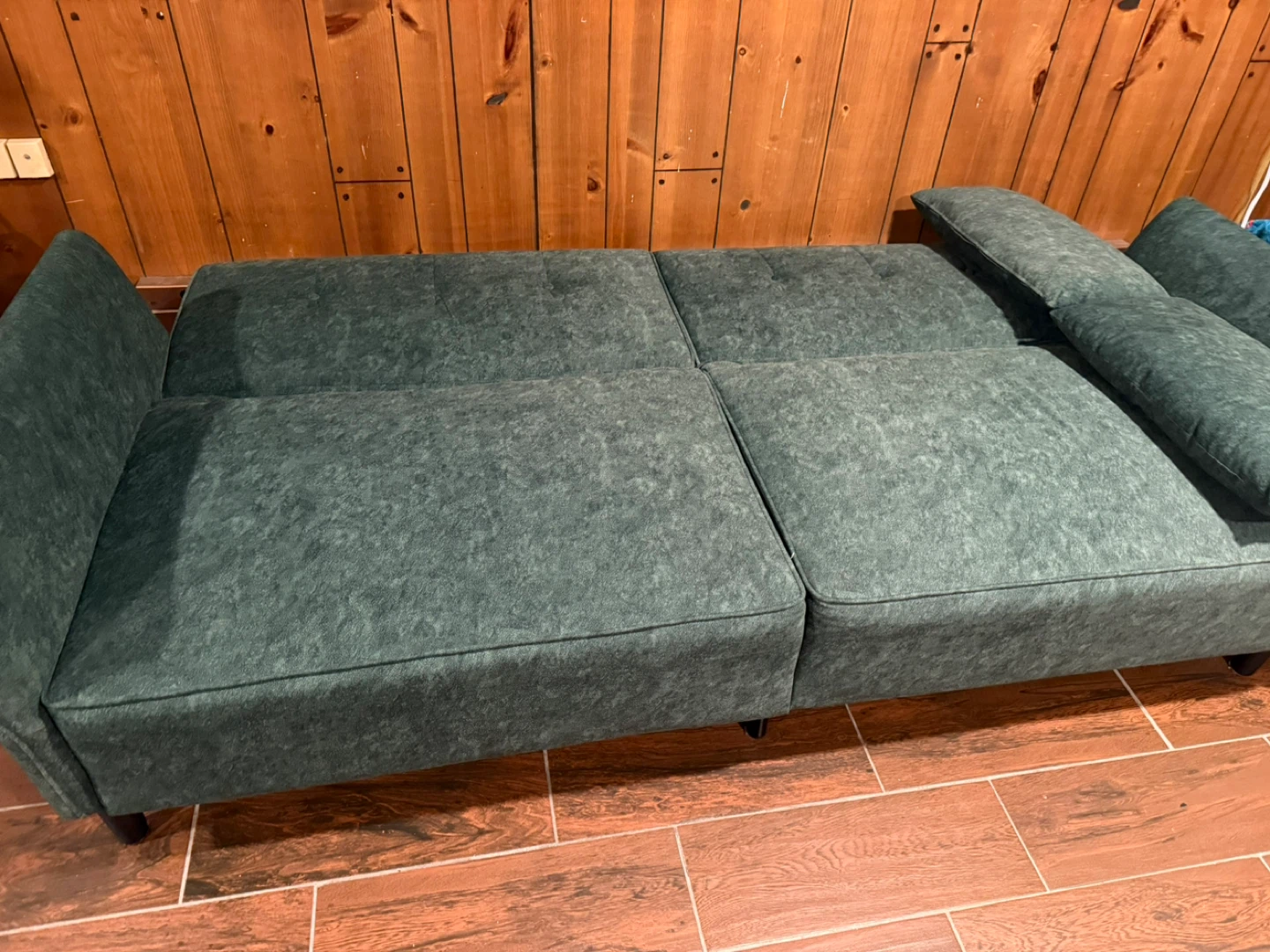 Green Loveseat Sofa with Accent Pillows - photo 5