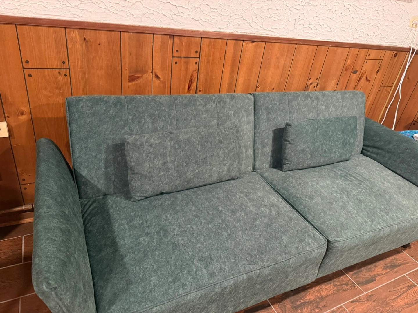 Green Loveseat Sofa with Accent Pillows - photo 2