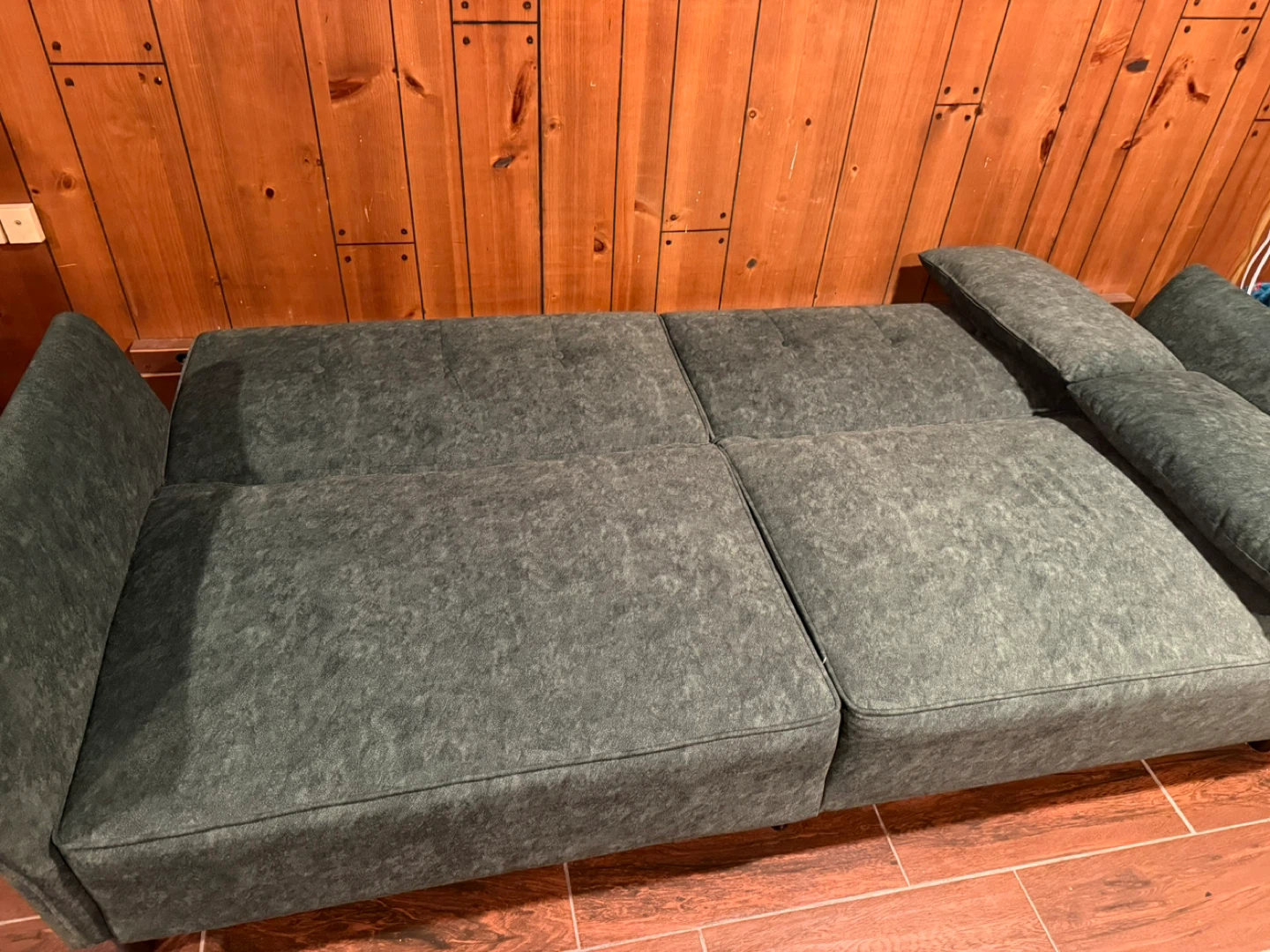 Green Loveseat Sofa with Accent Pillows - photo 4