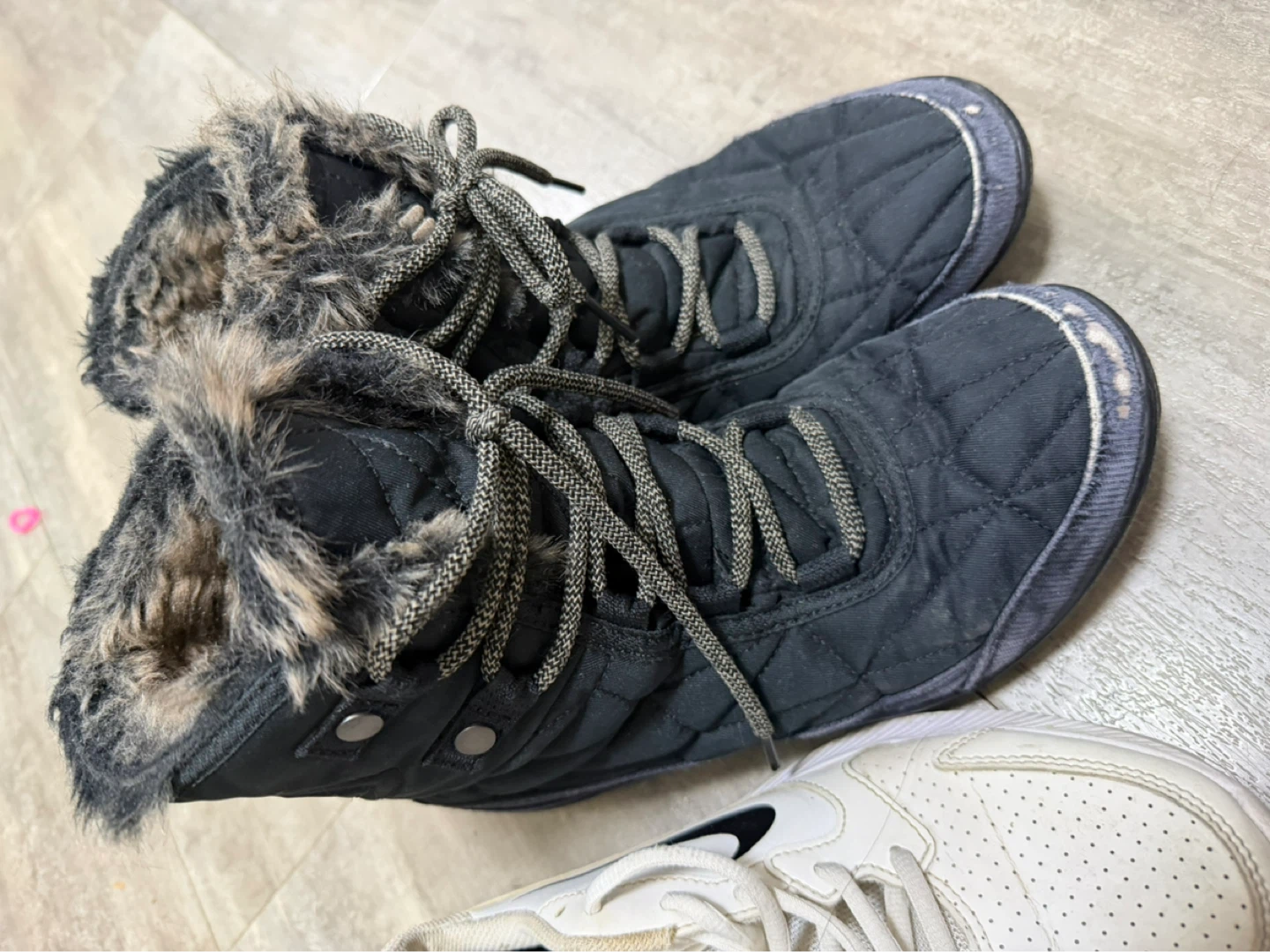 Nike White Athletic Shoes & Columbia Black Winter Boots