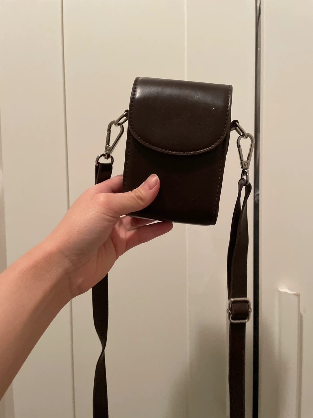 Brown Leather Mini Camera Bag (Crossbody)