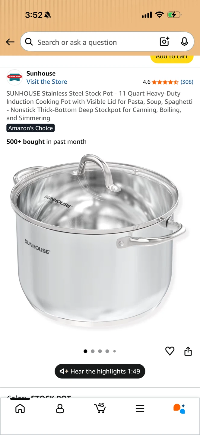 Sunhouse Stainless Steel Stock Pot - 11 Quart - photo 5