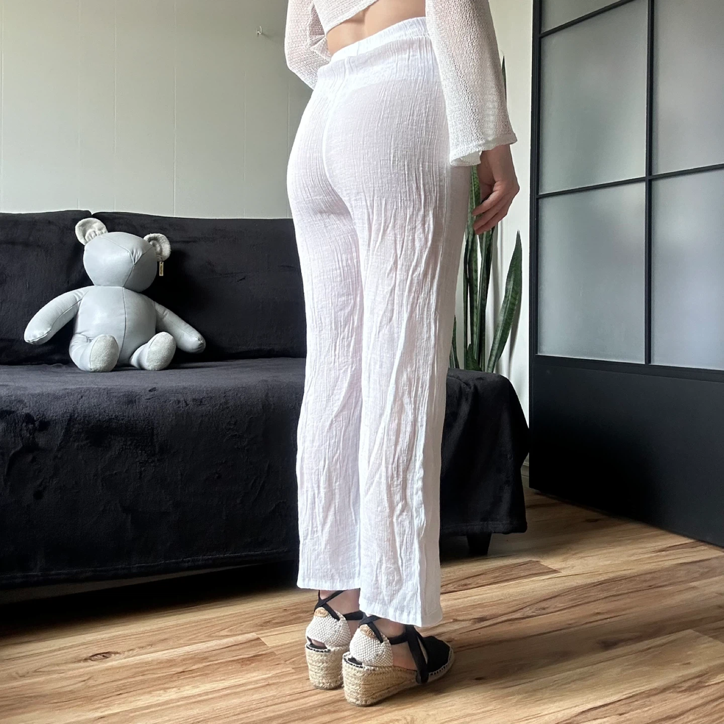 White Textured Beach Coverup Pants - photo 5