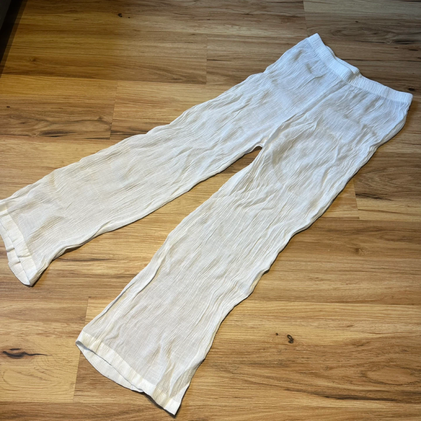 White Textured Beach Coverup Pants