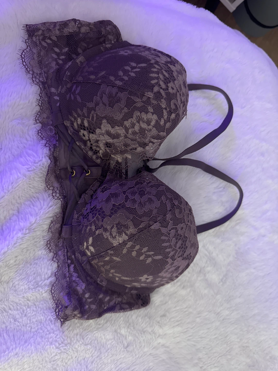 Purple Lace Balconette Bra