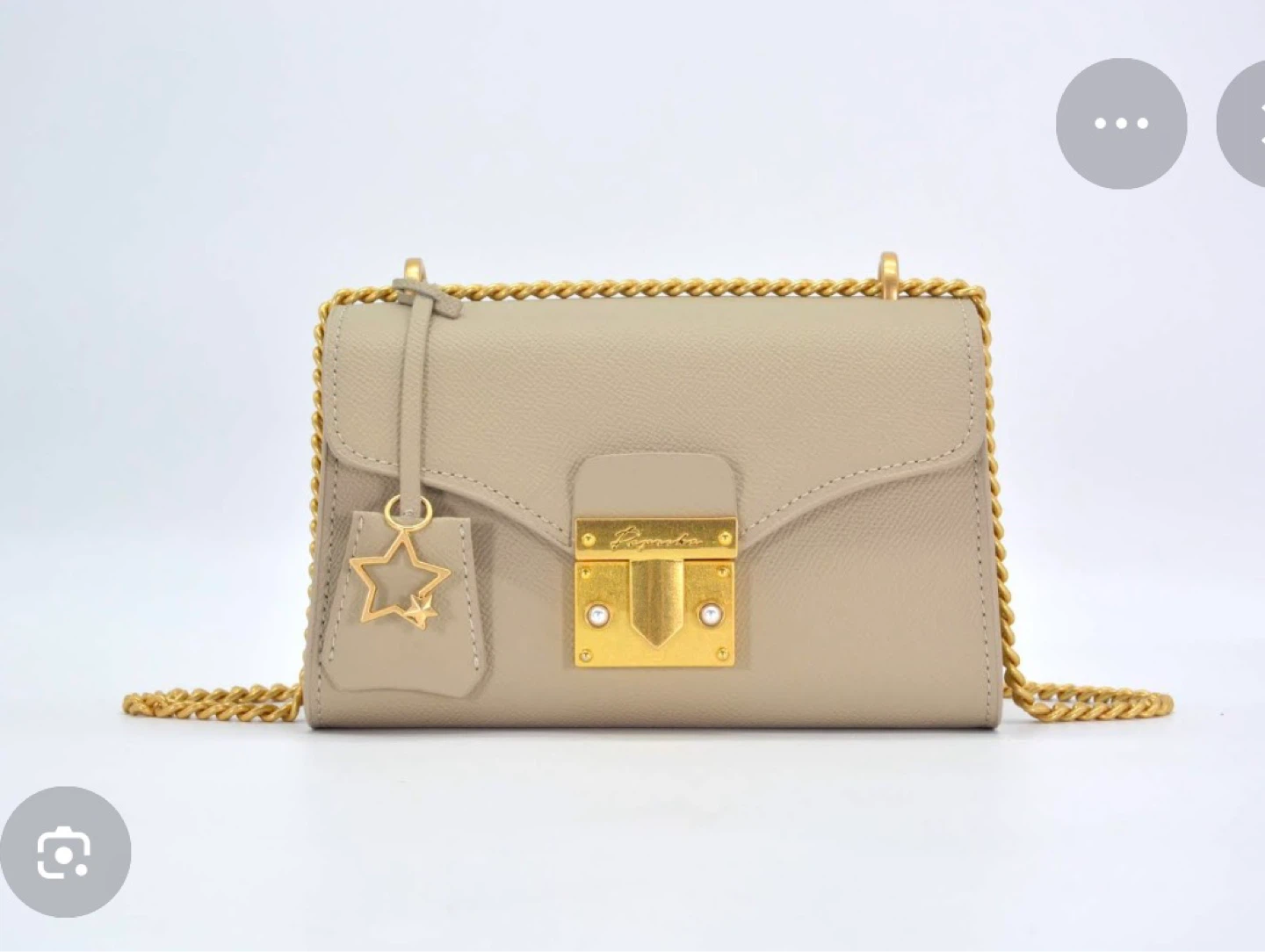 Real Leather Shoulder Bag with Gold Chain