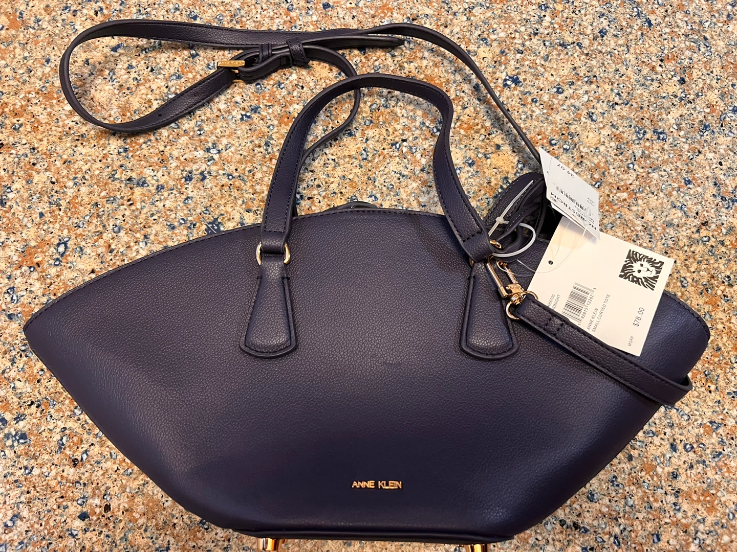 New with tag Anne Klein Navy Faux Leather Tote Bag