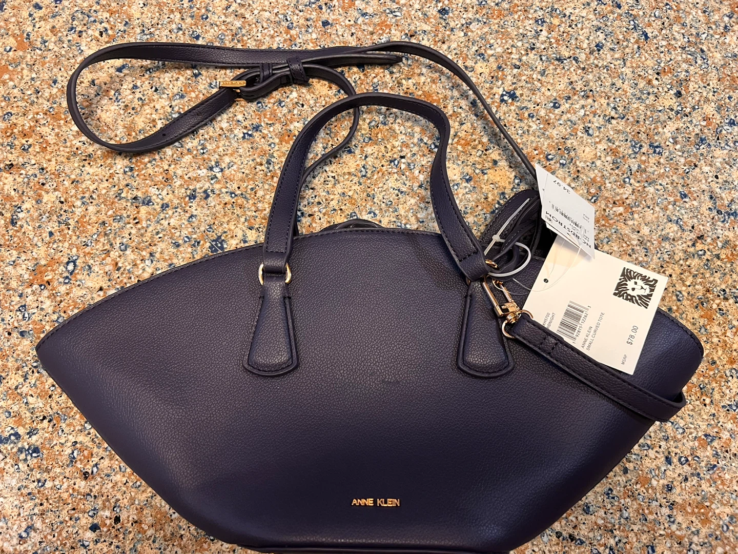 New with tag Anne Klein Navy Faux Leather Tote Bag - photo 3