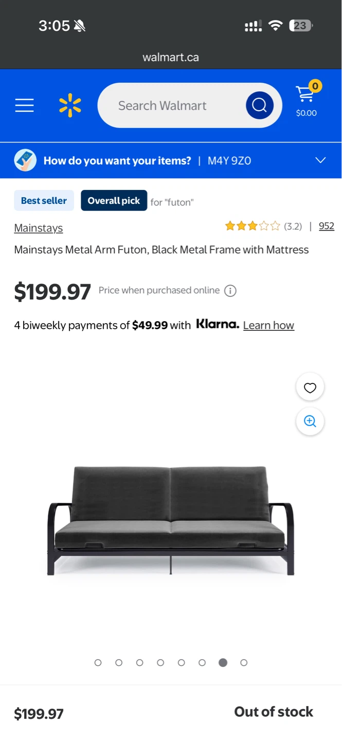 Mainstays Metal Arm Futon with Mattress - Grey - photo 4