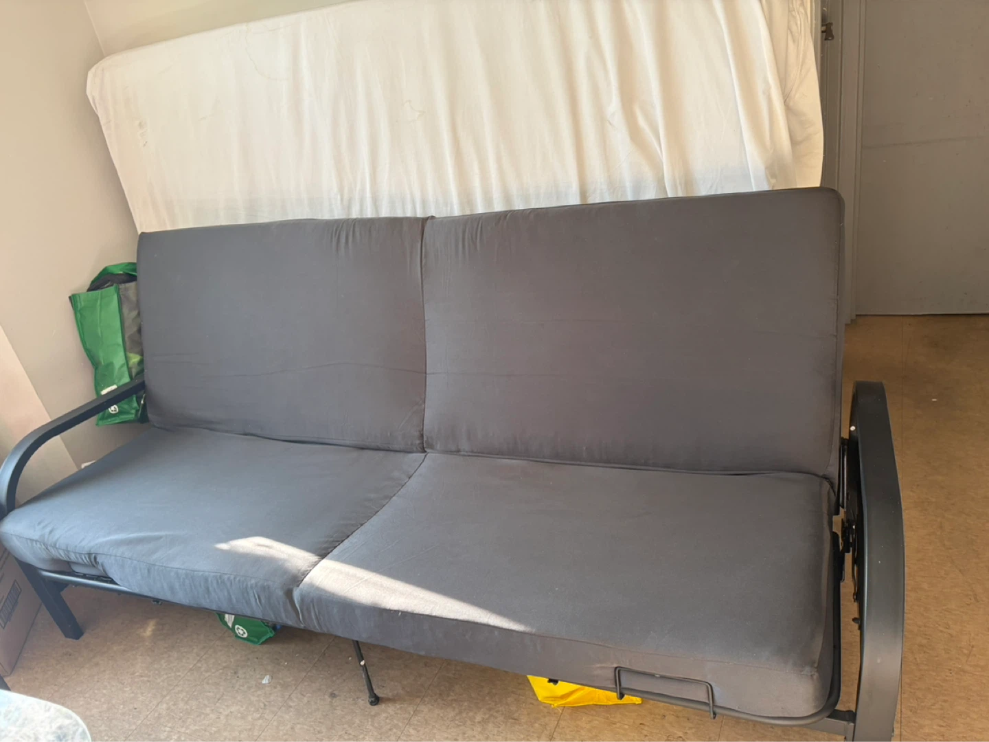 Mainstays Metal Arm Futon with Mattress - Grey
