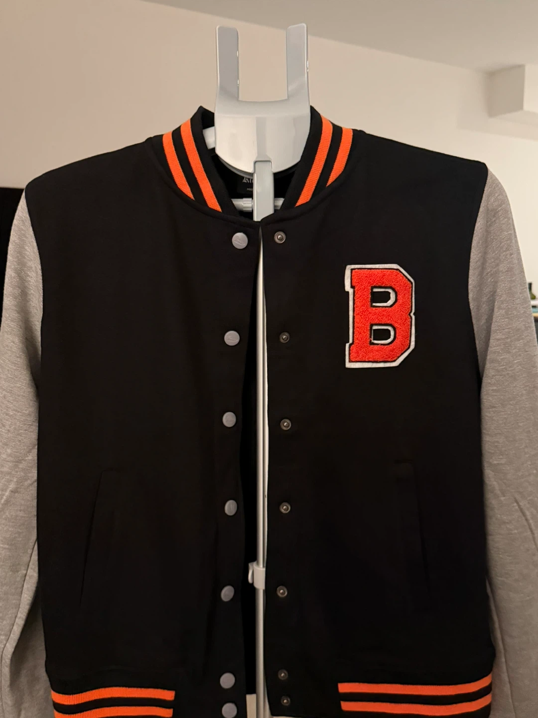 New Riflessi Letterman Jacket L size - Black/Orange/Grey - photo 3