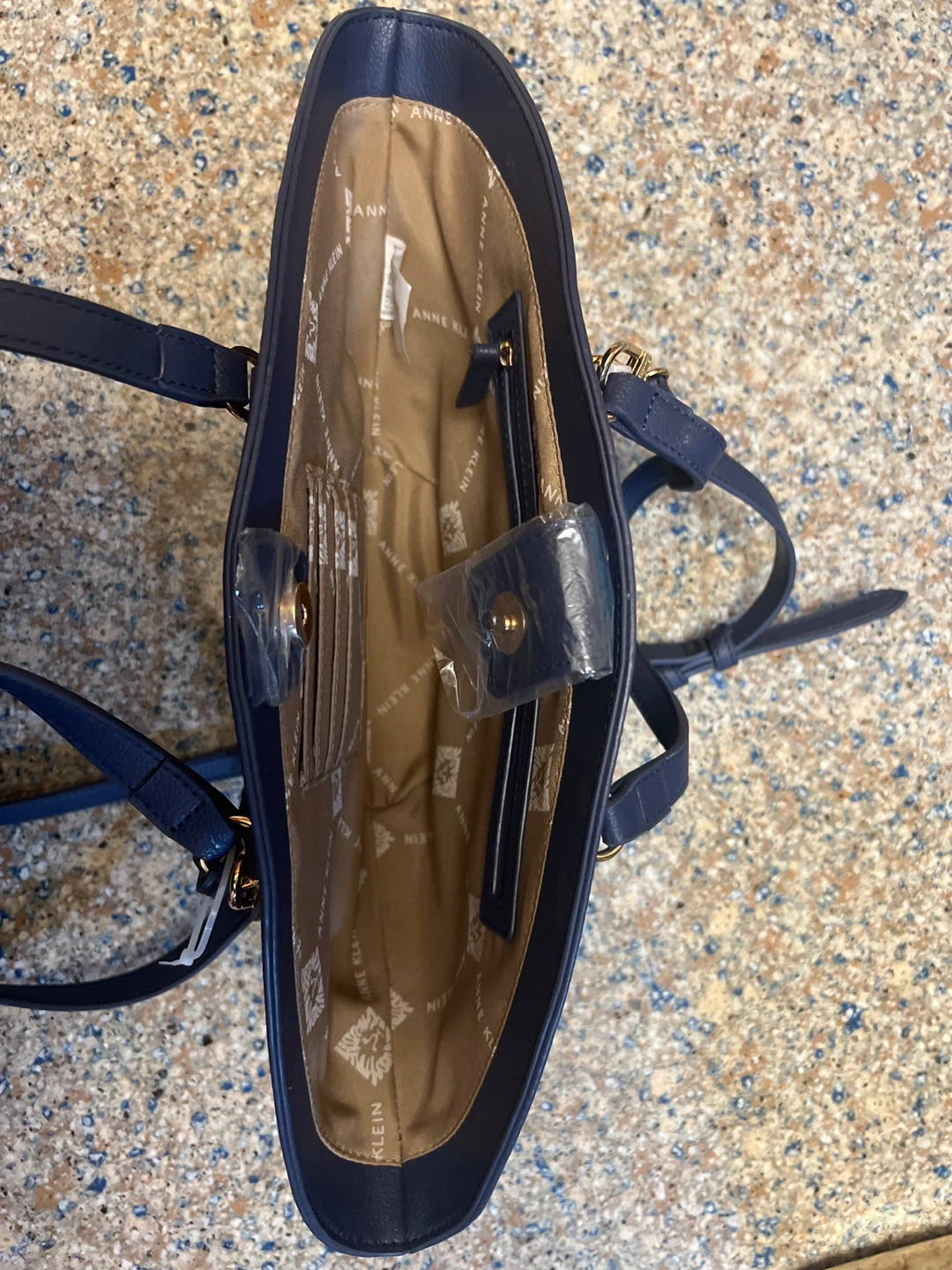 New with tag Anne Klein Navy Faux Leather Tote Bag - photo 5