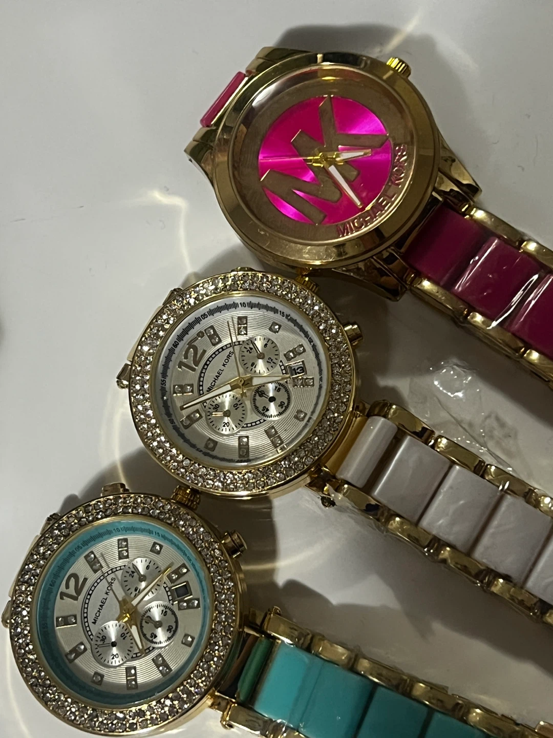 Three Michael Kors Women's Watches (Pink, White, Teal) - photo 2