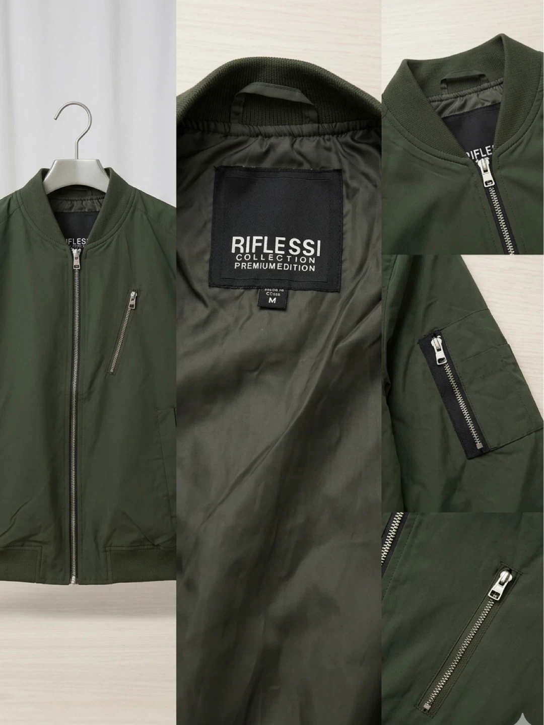 New Riflessi Olive Green Bomber Jacket - Size M - photo 2