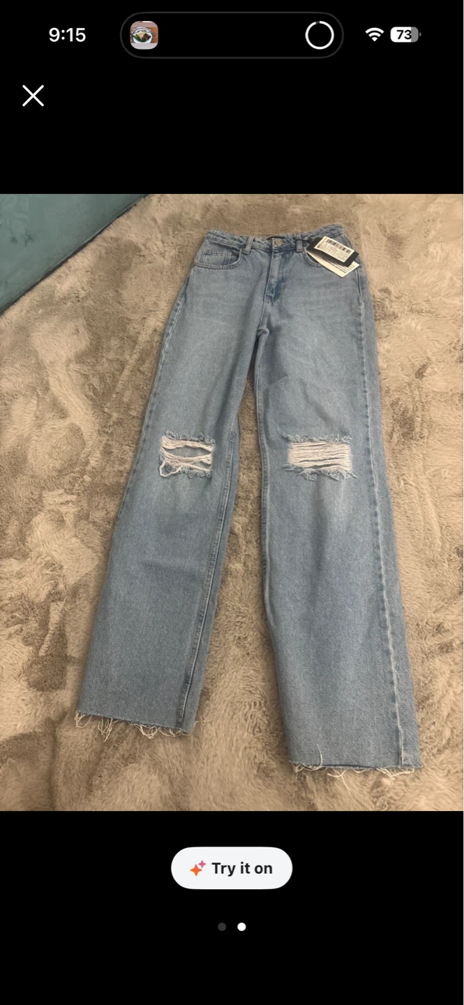 Pull & Bear Wide Leg Ripped Jeans size 32 - photo 2