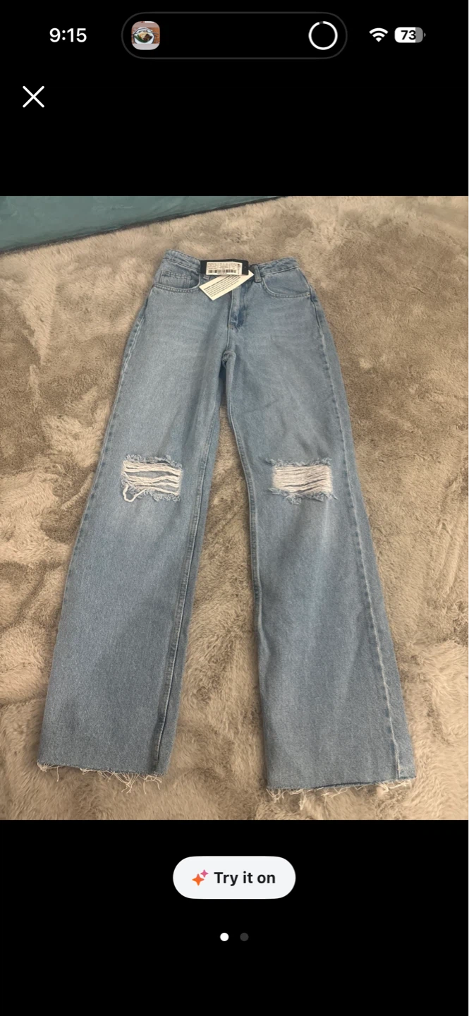 Pull & Bear Wide Leg Ripped Jeans size 32