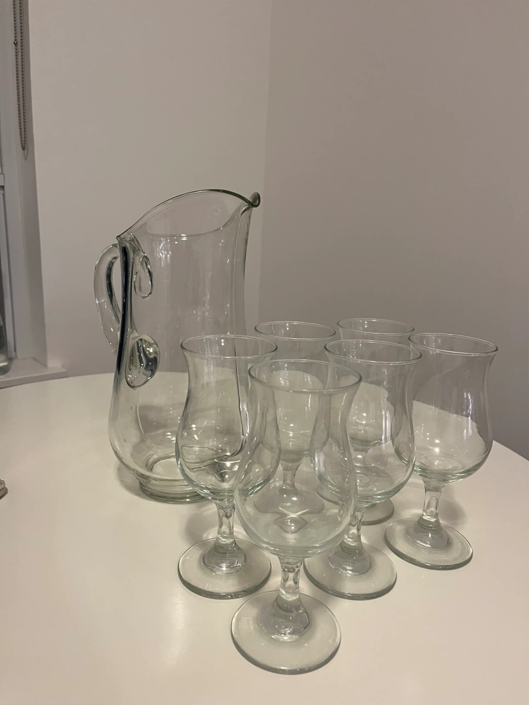 Clear Glass Pitcher and 5 Goblets Set - photo 2