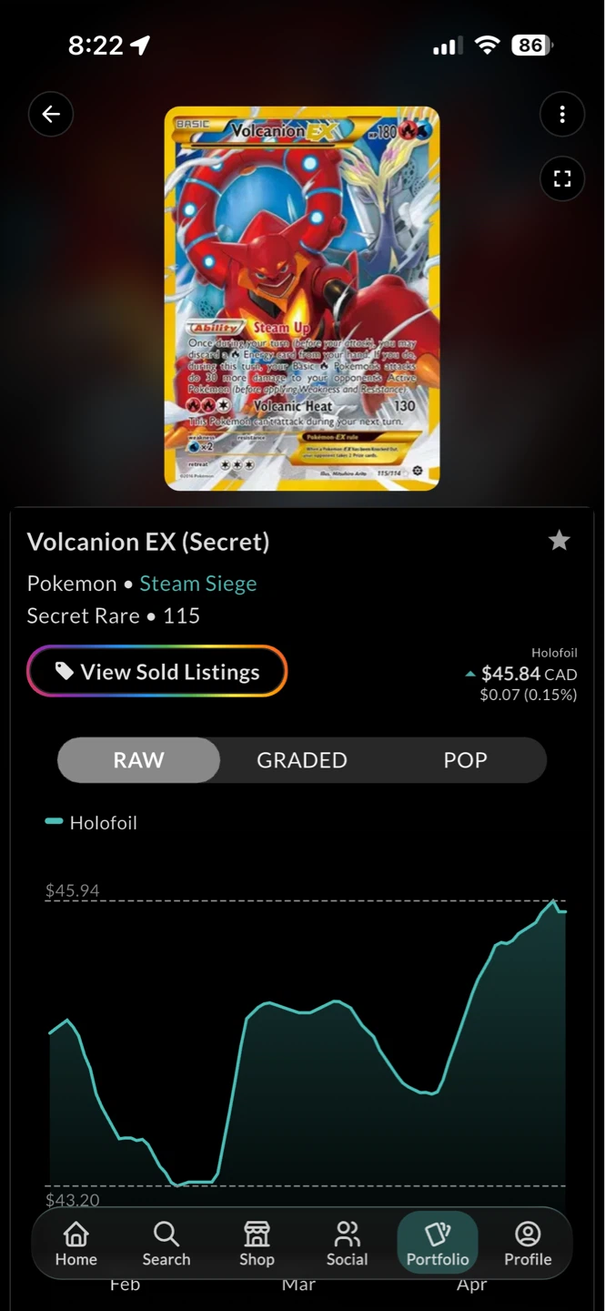 Pokemon Volcanion EX Secret Rare 115/114 Holofoil Card - photo 3